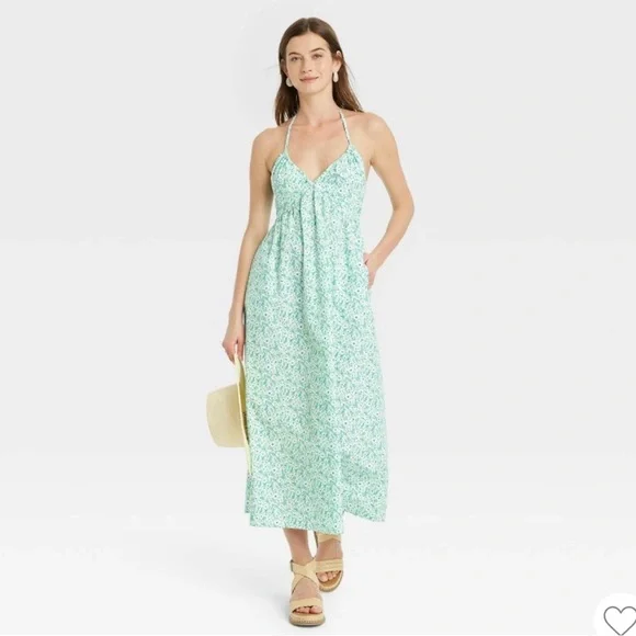 Women's Midi Sundress - Universal Thread Green Floral Xs